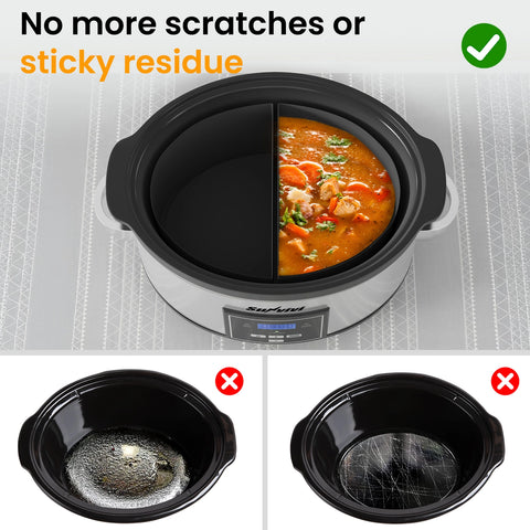 Sunvivi 6 Quart Programmable Slow Cooker With 2 in 1 Silicone Liner - Silver