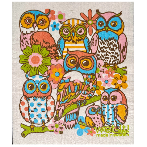 Swedish Dish Cloth - Owl Family
