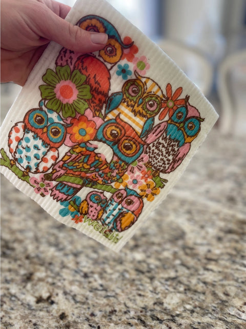 Swedish Dish Cloth - Owl Family