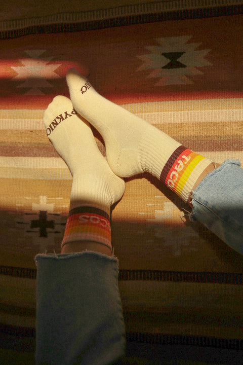 Tacos Van Striped Western Comfy Crew Socks by Pyknic