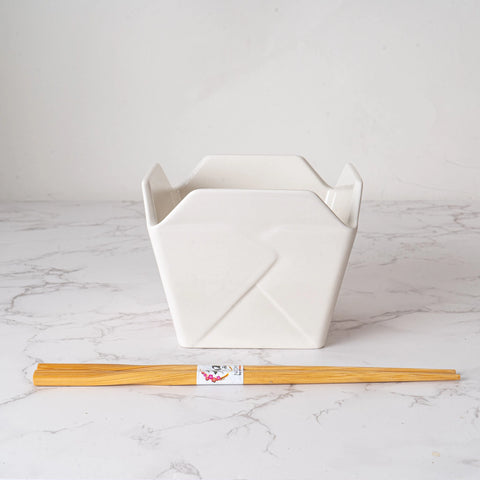 Takeout Box Serving Bowl with Chopsticks - Lucky Cat
