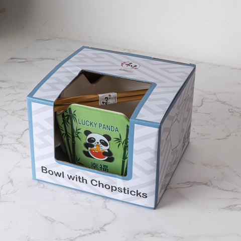 Takeout Box Serving Bowl with Chopsticks - Lucky Panda