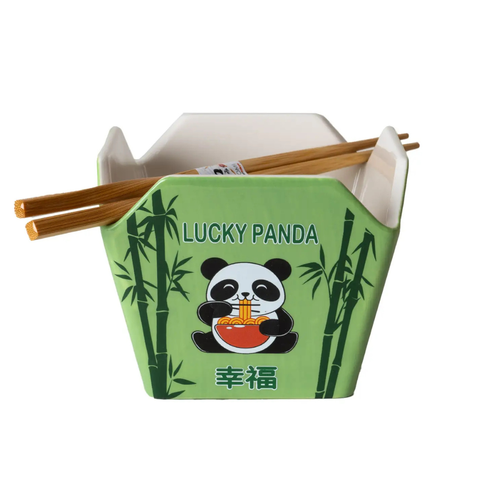 Takeout Box Serving Bowl with Chopsticks - Lucky Panda