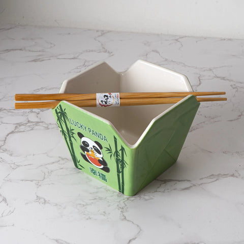 Takeout Box Serving Bowl with Chopsticks - Lucky Panda