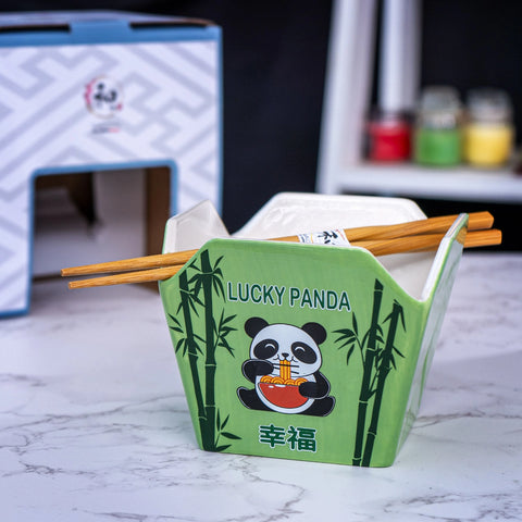 Takeout Box Serving Bowl with Chopsticks - Lucky Panda