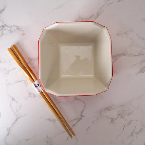 Takeout Box Serving Bowl with Chopsticks - Red & Gold Dragon