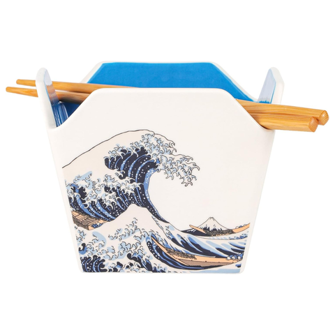 Takeout Box Serving Bowl with Chopsticks - Hokusai Wave