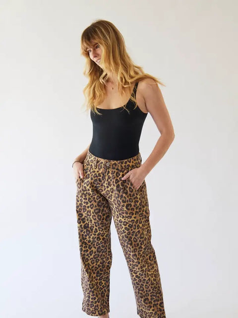 Tara Barrel Pant in Leopard by Porter Blue Apparel