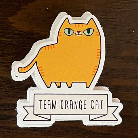 Team Orange Cat Sticker, 2" x 2", Orange