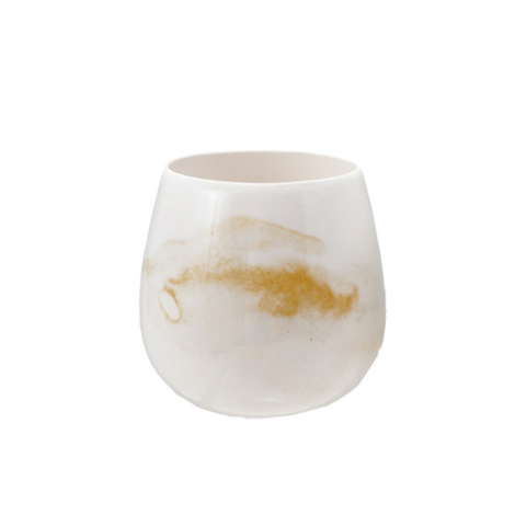 Tellaro Tealight/Votive Holder - White + Ochre