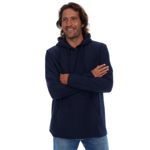 Tobias Textured Tonal Stretch Hoodie - Navy