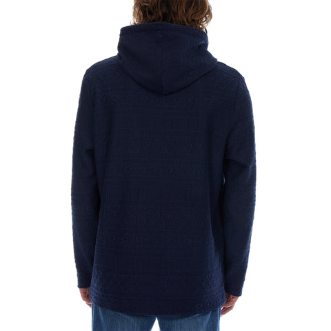 Tobias Textured Tonal Stretch Hoodie - Navy