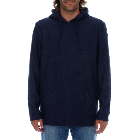 Tobias Textured Tonal Stretch Hoodie - Navy