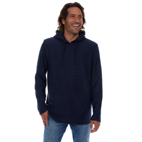 Tobias Textured Tonal Stretch Hoodie - Navy