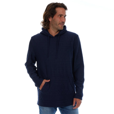 Tobias Textured Tonal Stretch Hoodie - Navy