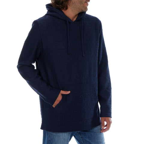 Tobias Textured Tonal Stretch Hoodie - Navy