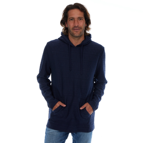 Tobias Textured Tonal Stretch Hoodie - Navy