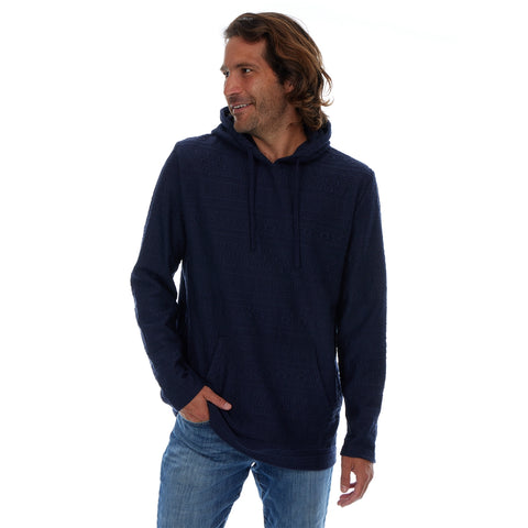 Tobias Textured Tonal Stretch Hoodie - Navy