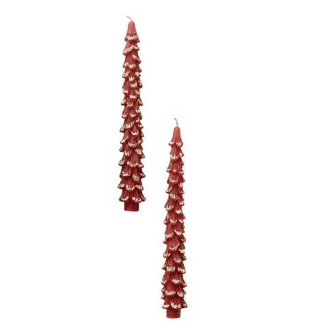 Tree Shaped 10" Taper Candles, Holly Berry