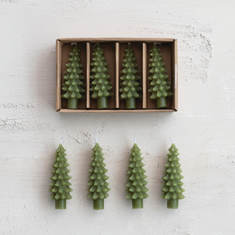 Tree Shaped Bottle Taper Candles, S/4