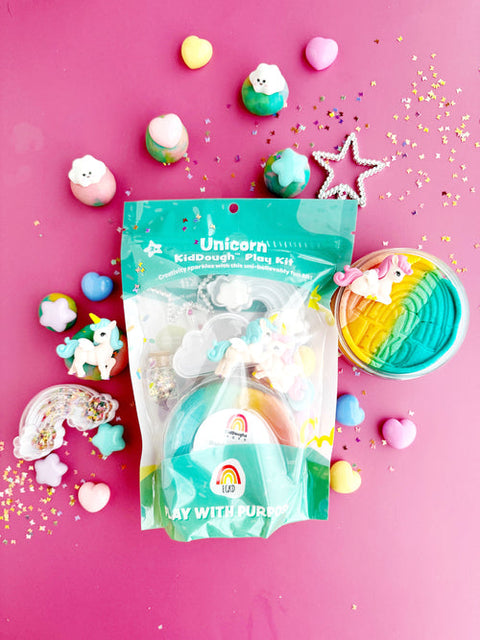 Unicorn (Rainbow Sherbet) Kiddough Play Kit - Earthgrown KidDough