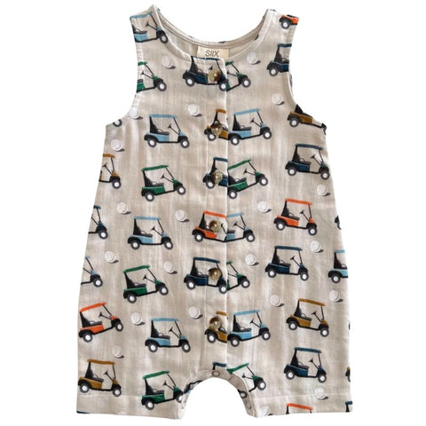 Golf Cart Organic Bay Shortie, 0-3M, Print