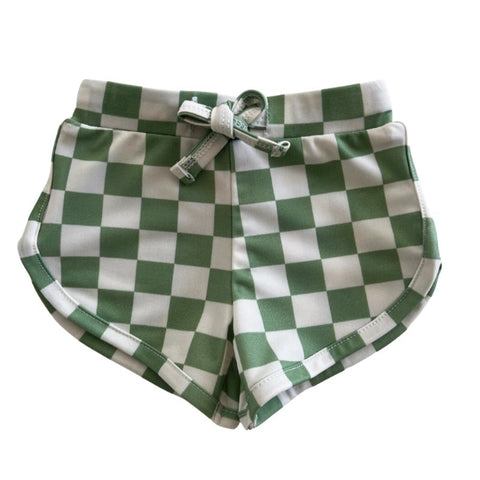 Laguna Checkerboard Swim Short, 0-3M, Lime