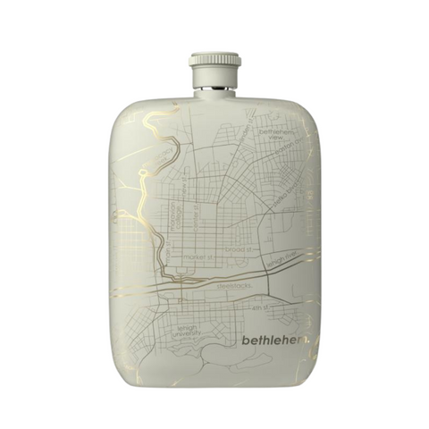 Bethlehem Map Pocket Flask, Matte White