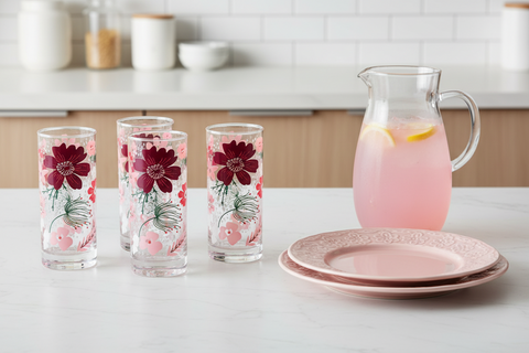 Pink Garden - Highball Glass by Fishs Eddy