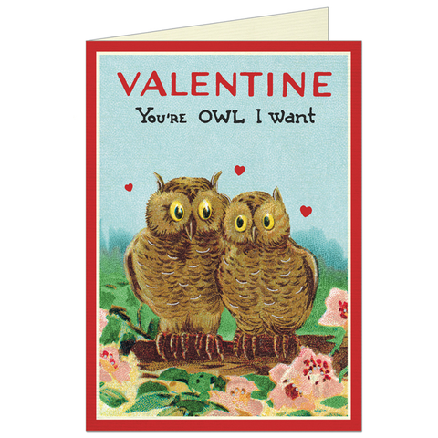 Valentine Owls Greeting Card - Cavallini