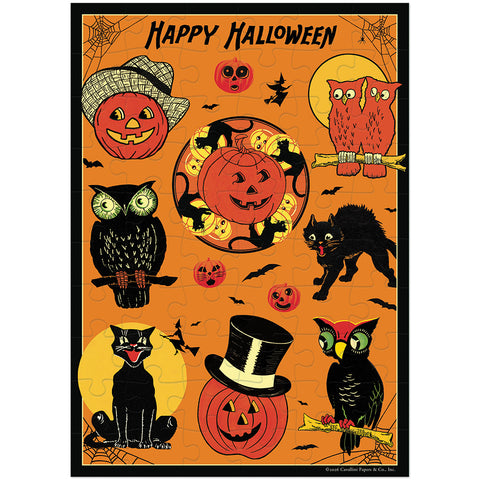 Vintage Halloween Icons Puzzle Greeting Card - Cavallini