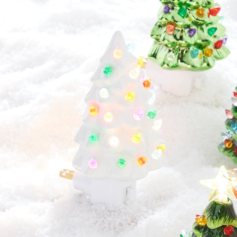 Retro Style Ceramic Tree Night Light - White