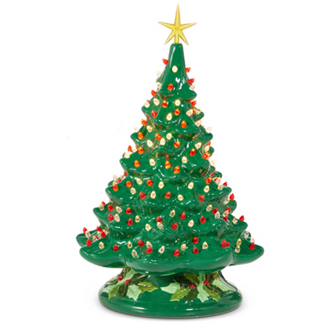 Vintage Style Ceramic Light-up Christmas Tree 16.5", Green
