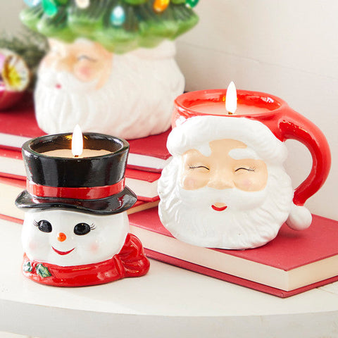 Vintage Style Snowman Flameless Candle