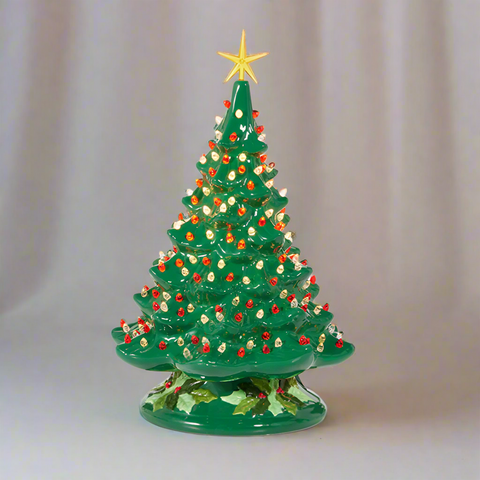 Vintage Style Ceramic Light-up Christmas Tree 16.5", Green