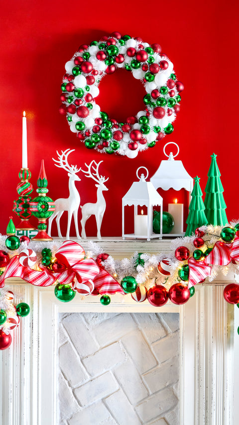 Red, Green and Peppermint Ball Garland, 4'