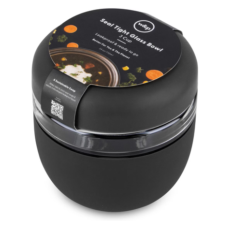 W&P Seal Tight Glass Bowl - 3 Cup, Charcoal