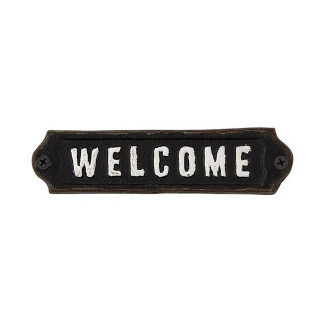 Welcome Cast Iron Sign, Black + White – Belleville Market