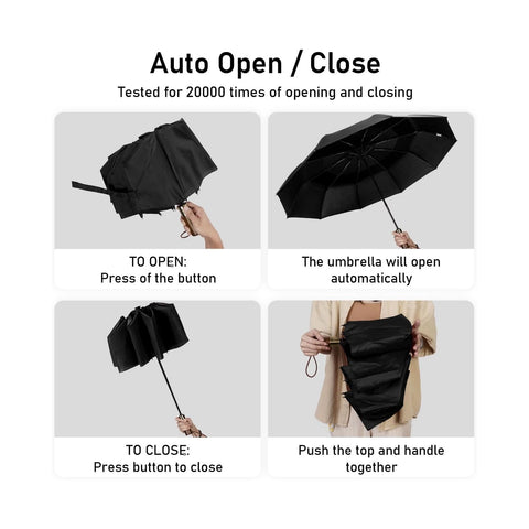 Windproof Travel Umbrella - Black