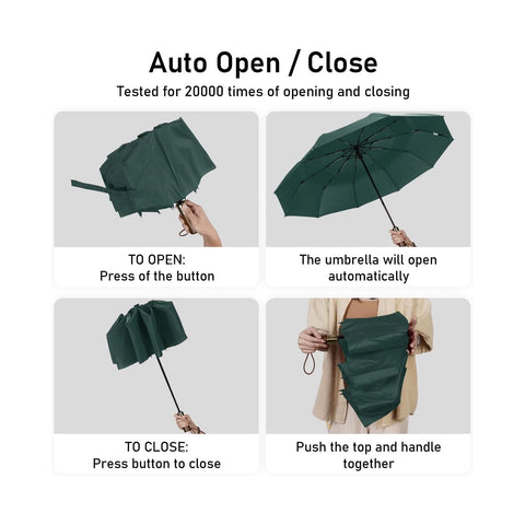 Windproof Travel Umbrella - Green