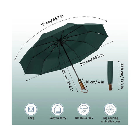 Windproof Travel Umbrella - Green