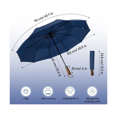 Windproof Travel Umbrella - Navy Blue