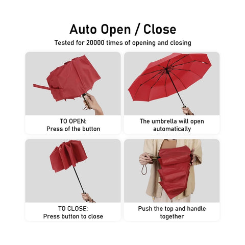 Windproof Travel Umbrella - Red