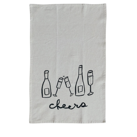 Wine Bottle/Cheers Design Tea Towel