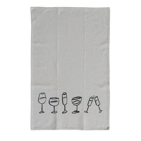 Wine Glass Design Tea Towel