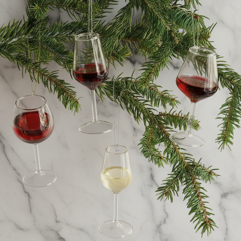Wine Glass Ornament - Burgundy