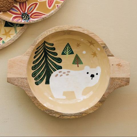 Winter Woodland Wonderland Enameled Wood Bowl