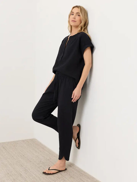 Coastal Double Gauze Tapered Pull-On Pant by Pact - Jet Black