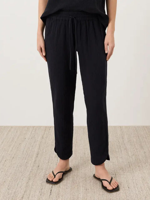 Coastal Double Gauze Tapered Pull-On Pant by Pact - Jet Black
