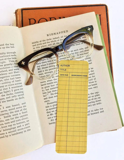 Yellow Library Card Bookmark